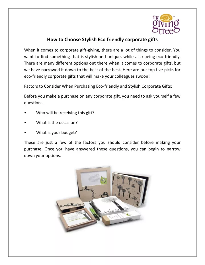 how to choose stylish eco friendly corporate gifts