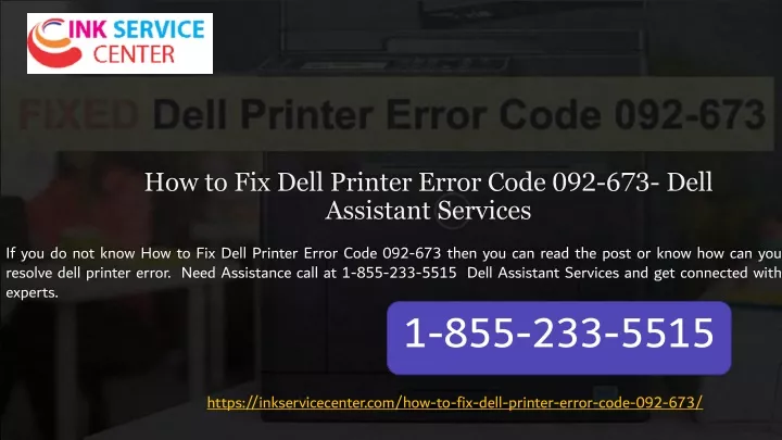 how to fix dell printer error code 092 673 dell assistant services