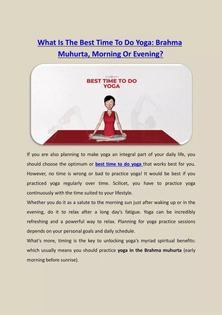 what is the best time to do yoga brahma muhurta