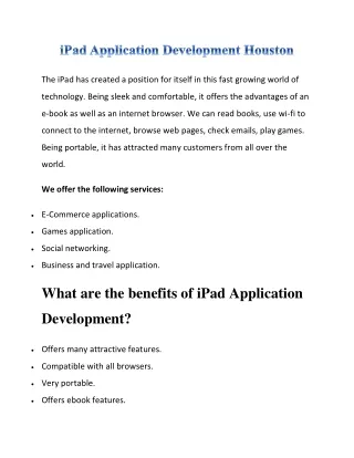 Top ipad Application Development Company in Houston