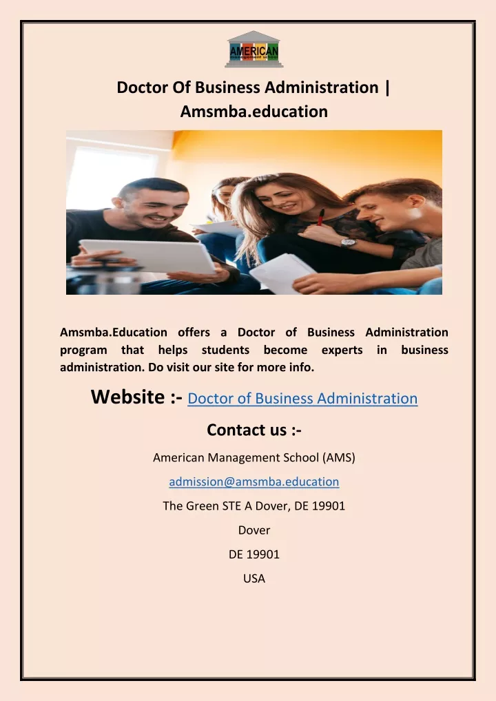 doctor of business administration amsmba education