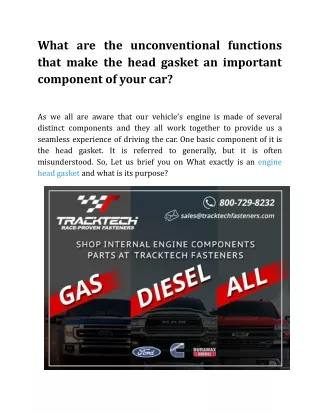 What are the unconventional functions that make the head gasket an important component of your car