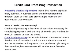 Credit Card Processing Transaction Types