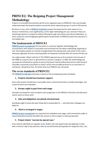 PRINCE2 The Reigning Project Management Methodology
