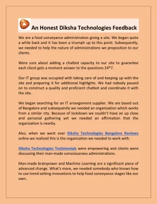An Honest Diksha Technologies Feedback