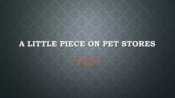 a little piece on pet stores
