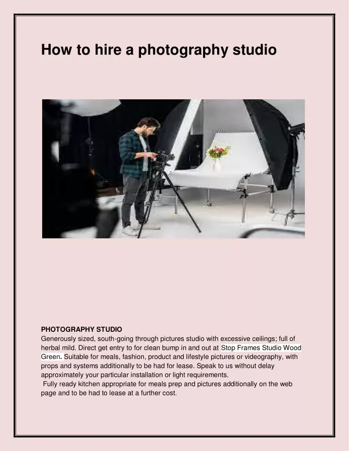 how to hire a photography studio