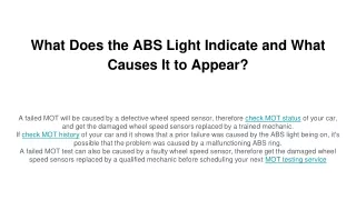 what does the abs light indicate and what causes it to appear
