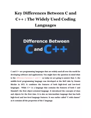 key differences between c and c the widely used