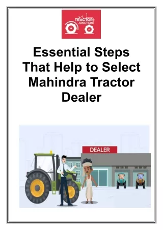 Essential Steps That Help To Select Mahindra Tractor Dealer