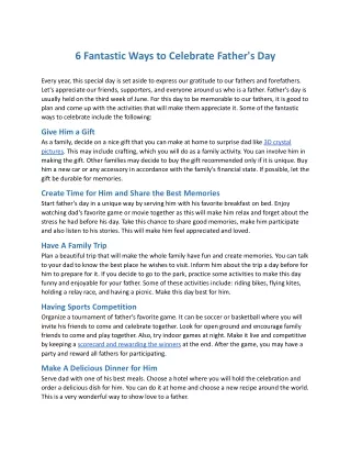 6 Fantastic Ways to Celebrate Father's Day