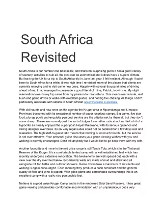 South Africa Revisited