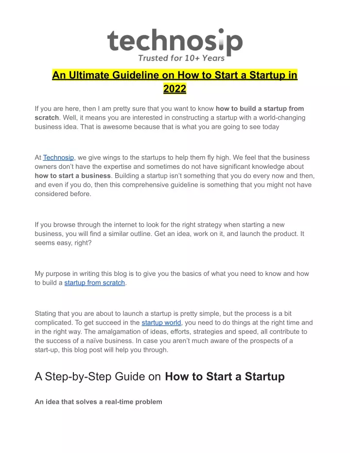 an ultimate guideline on how to start a startup