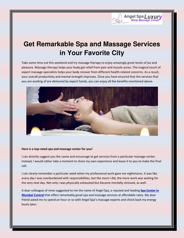 get remarkable spa and massage services in your