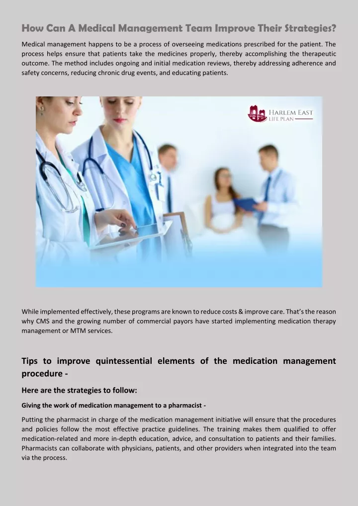 how can a medical management team improve their