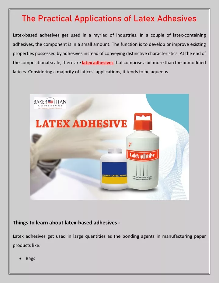 the practical applications of latex adhesives