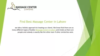 Find Best Massage Center in Lahore 222