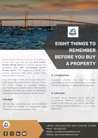 eight things to remember before you buy a property