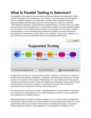 What Is Parallel Testing In Selenium