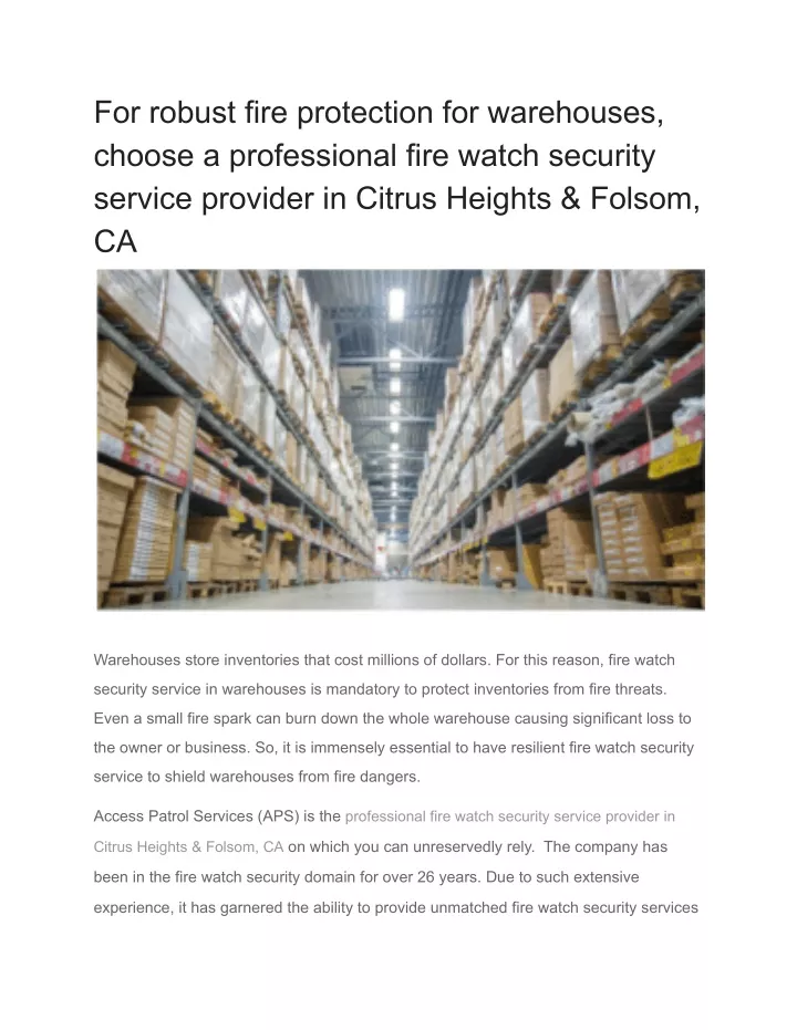 for robust fire protection for warehouses choose