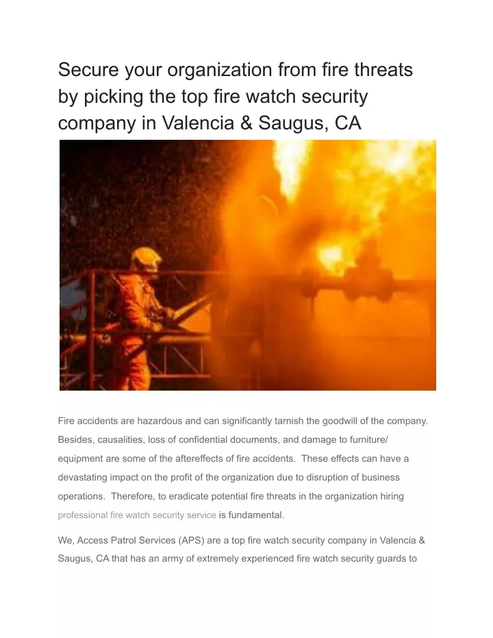 secure your organization from fire threats