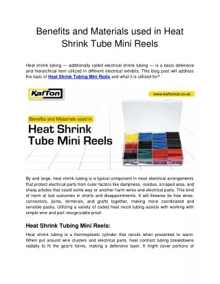 Benefits and Materials used in Heat Shrink Tube Mini Reels