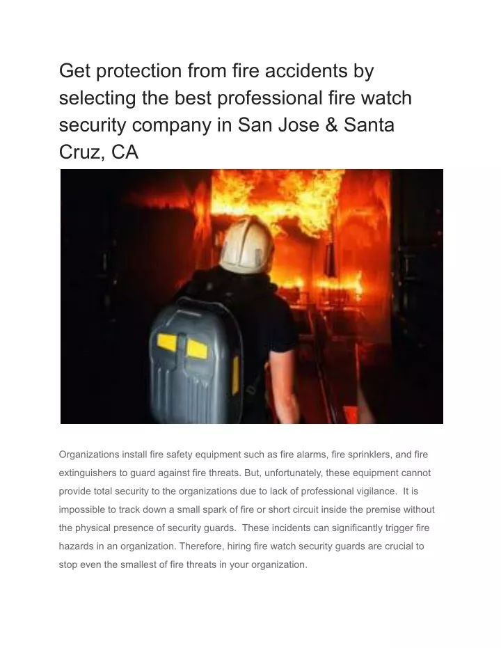 get protection from fire accidents by selecting