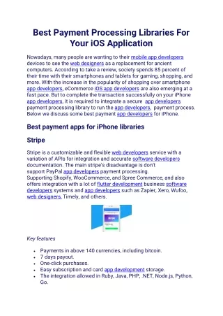 Best Payment Processing Libraries For Your iOS Application