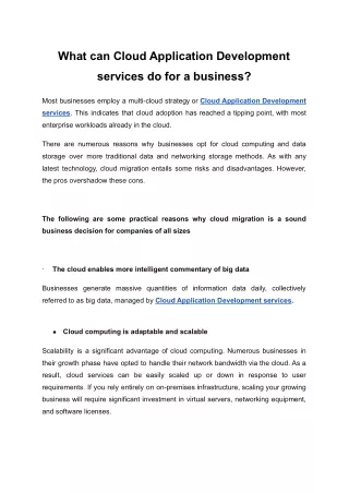 what can cloud application development