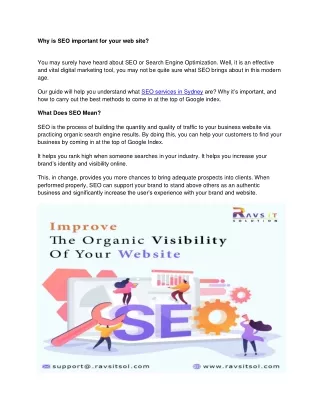 Why SEO is important for your web site