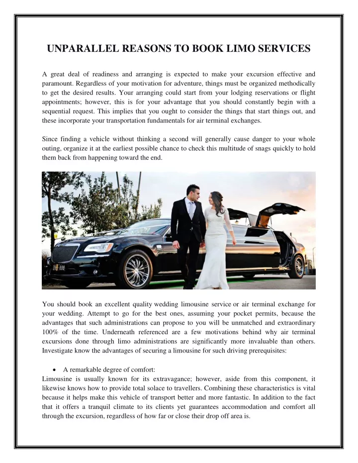 unparallel reasons to book limo services a great