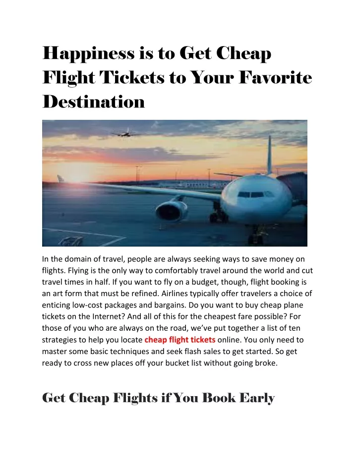 happiness is to get cheap flight tickets to your