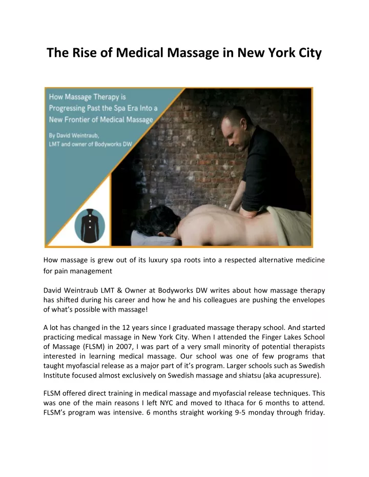 the rise of medical massage in new york city