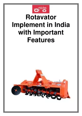 Rotavator Implement In India With Important Features