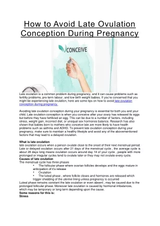 how to avoid late ovulation conception during