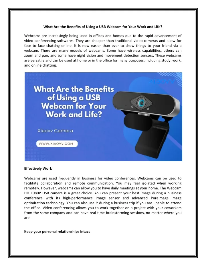 PPT - What Are the Benefits of Using a USB Webcam for Your Work and ...