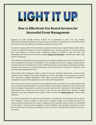 How to effectively use rental services for successful event management