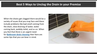 best 5 ways to unclog the drain in your premise