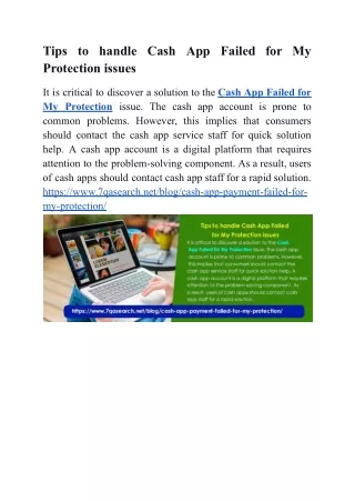 Tips to handle Cash App Failed for My Protection issues