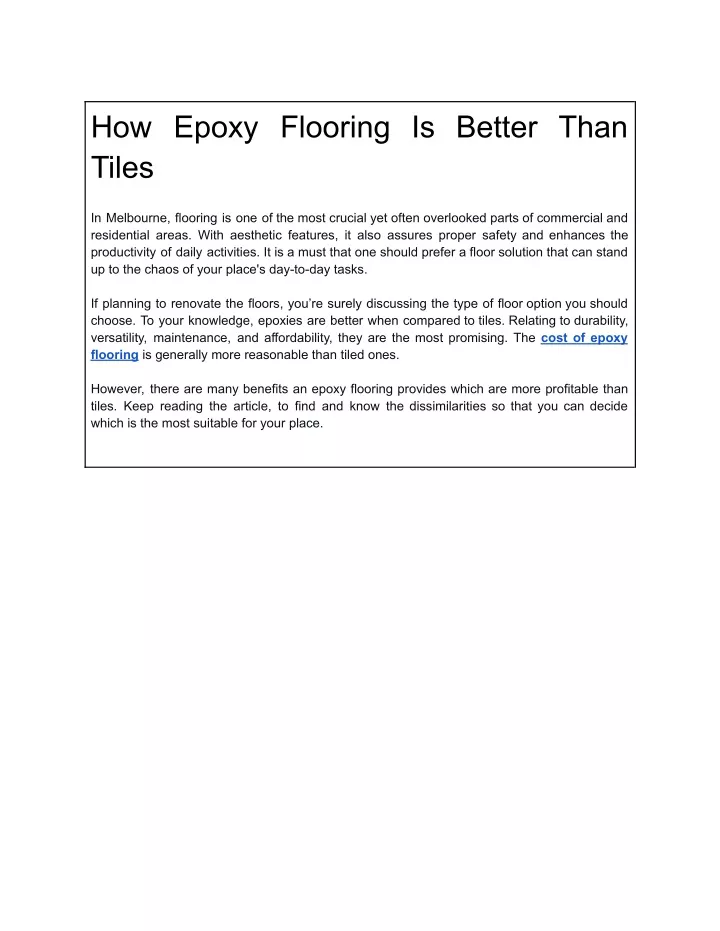 how epoxy flooring is better than tiles