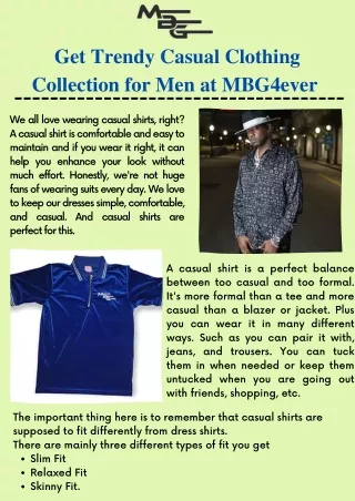 Get Trendy Casual Clothing Collection for Men at MBG4ever