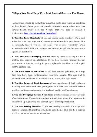 9 Signs You Need Help With Pest Control Services For Home