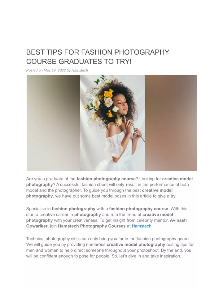 best tips for fashion photography course