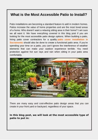 what is the most accessible patio to install