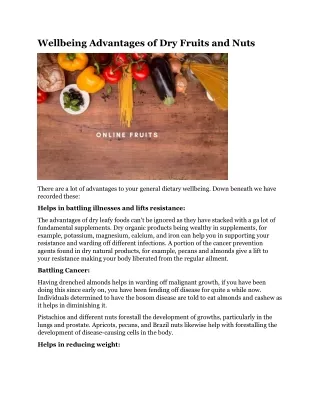 wellbeing advantages of dry fruits and nuts