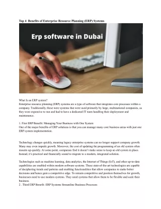 top 4 benefits of enterprise resource planning