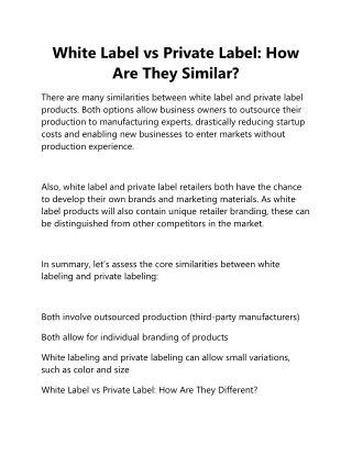 White Label vs Private Label