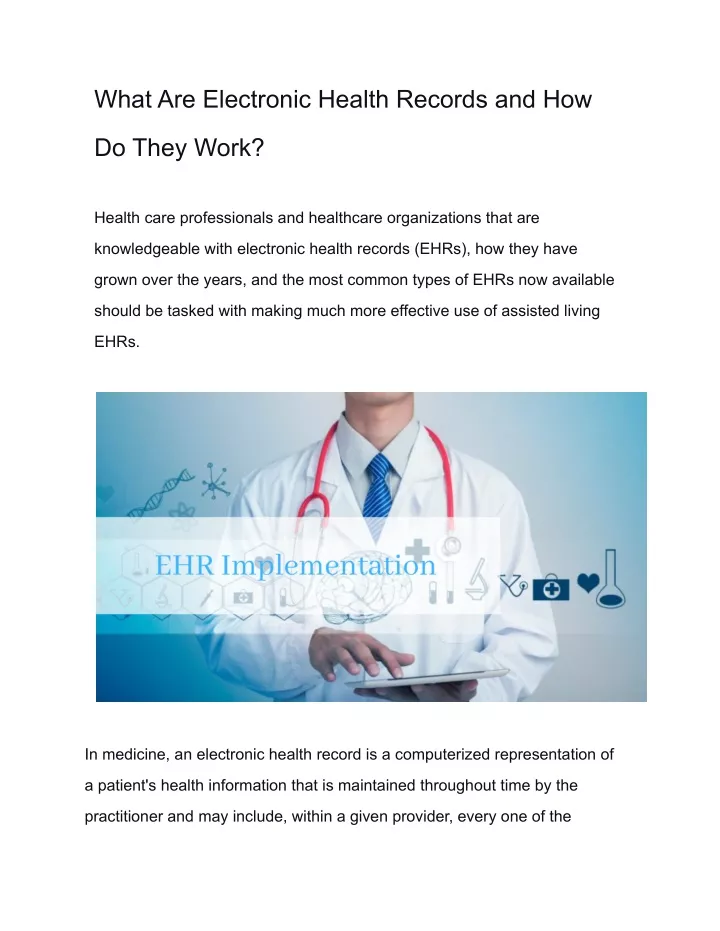 what are electronic health records and how