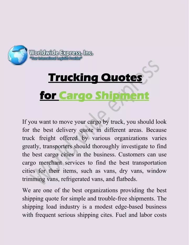 trucking trucking quotes for for cargo cargo