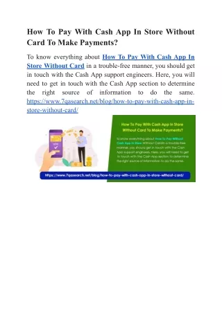 How To Pay With Cash App In Store Without Card To Make Payments?